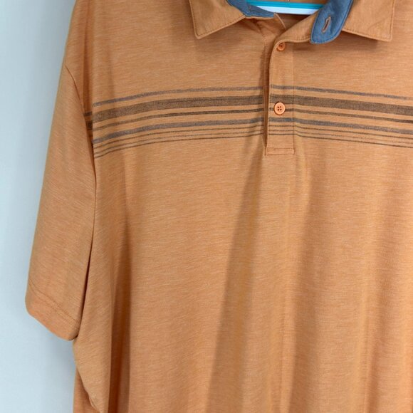 George Orange chest stripe short sleeve polo golf shirt Mens Sz XXL Knit Soft - Picture 2 of 6